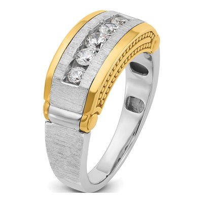 Men's 14K Two-Tone Gold Diamond 5-Stone Ring Mounting – view 8