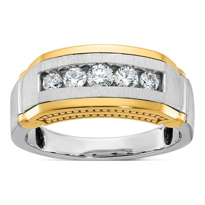 Men's 14K Two-Tone Gold Diamond 5-Stone Ring Mounting