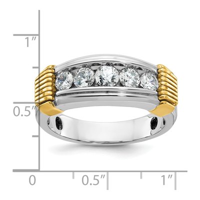 Men's 14K Two-Tone Gold Diamond 5-Stone Ring Mounting – view 3