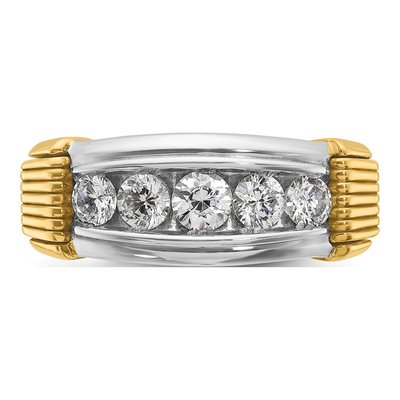 Men's 14K Two-Tone Gold Diamond 5-Stone Ring Mounting – view 6