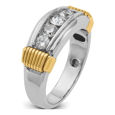 Men's 14K Two-Tone Gold Diamond 5-Stone Ring Mounting – view 8