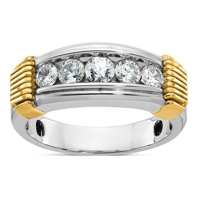 Men's 14K Two-Tone Gold Diamond 5-Stone Ring Mounting