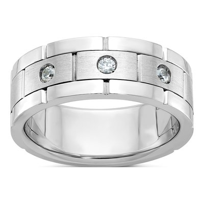 Men's 14K White Gold Diamond Ring Mounting