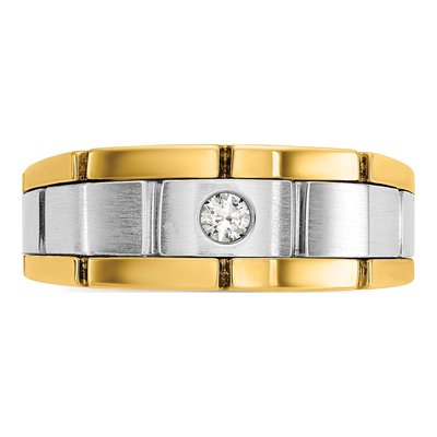 Men's 14K Two-Tone Gold Grooved Ring Mounting – view 6