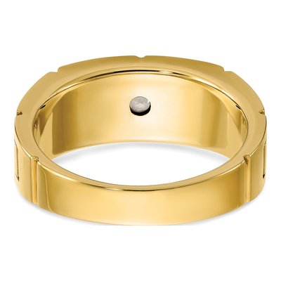 Men's 14K Two-Tone Gold 1/10 ct tw Diamond Grooved Ring – view 7