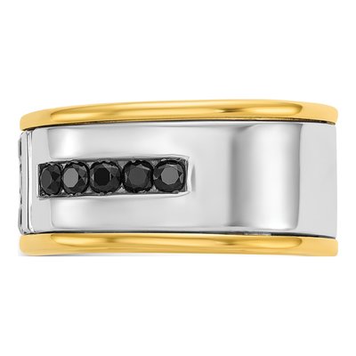 Men's 14K Two-Tone Gold 1 ct tw Diamond Grooved Ring – view 3