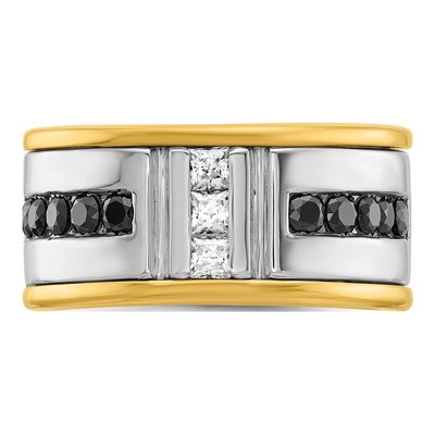 Men's 14K Two-Tone Gold 1 ct tw Diamond Grooved Ring – view 4