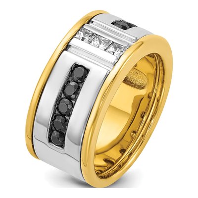 Men's 14K Two-Tone Gold 1 ct tw Diamond Grooved Ring – view 6