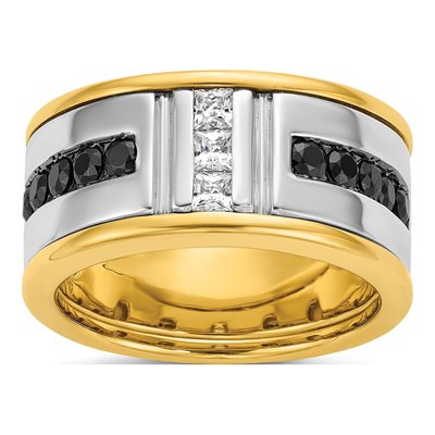 Men's 14K Two-Tone Gold 1 ct tw Diamond Grooved Ring