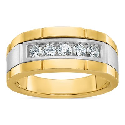 Men's 14K Two-Tone Gold 1/2 ct tw Diamond 5-Stone Ring