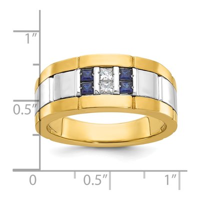 Men's 10K Two-Tone Gold Grooved Diamond Ring Mounting – view 2