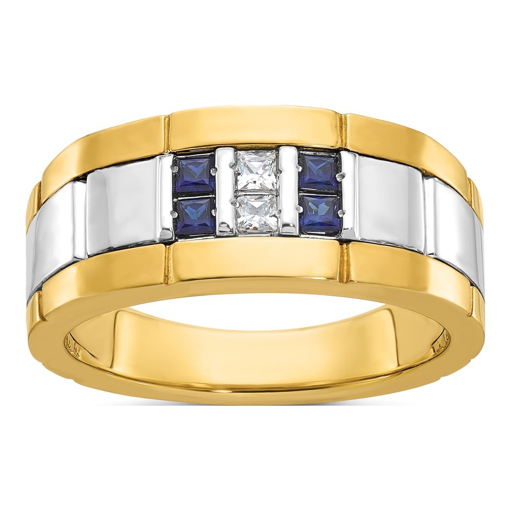 Men's 10K Two-Tone Gold Grooved Diamond Ring Mounting