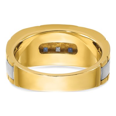 Men's 10K Two-Tone Gold 1/10 ct tw Sapphire Diamond Ring – view 4