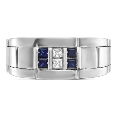 Men's 14K White Gold Grooved Ring Mounting – view 5