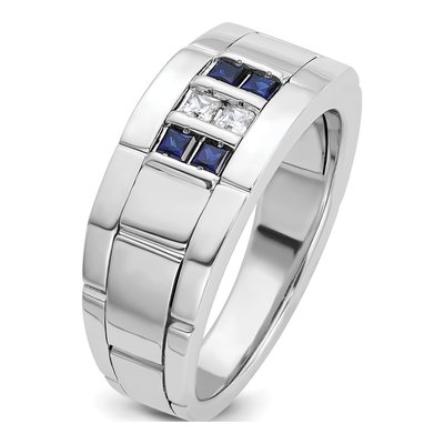 Men's 14K White Gold Grooved Ring Mounting – view 7