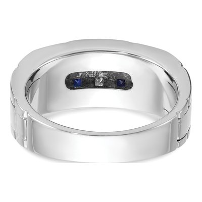 Men's 14K White Gold 1/10 ct tw Diamond Grooved Ring – view 6