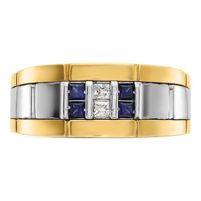 Men's 14K Two-Tone Gold Grooved Ring Mounting – view 5