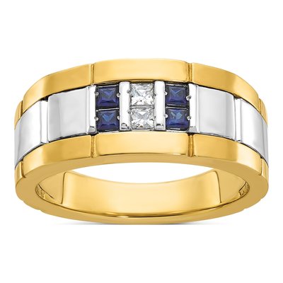 Men's 14K Two-Tone Gold Grooved Ring Mounting