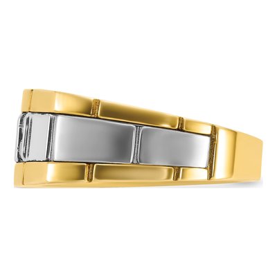 Men's 14K Two-Tone Gold 1/10 ct tw Diamond Grooved Ring – view 4