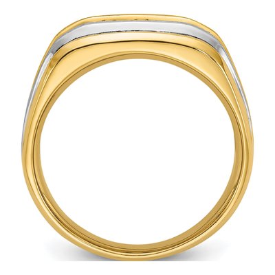 Men's 14K Two-Tone Gold Grooved 5-Stone Ring Mounting – view 2