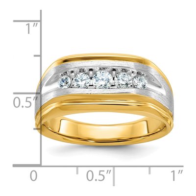 Men's 14K Two-Tone Gold Grooved 5-Stone Ring Mounting – view 3