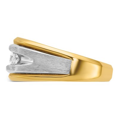 Men's 14K Two-Tone Gold Grooved 5-Stone Ring Mounting – view 5