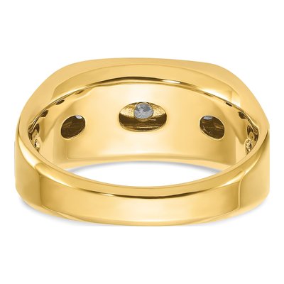 Men's 14K Two-Tone Gold Grooved 5-Stone Ring Mounting – view 7
