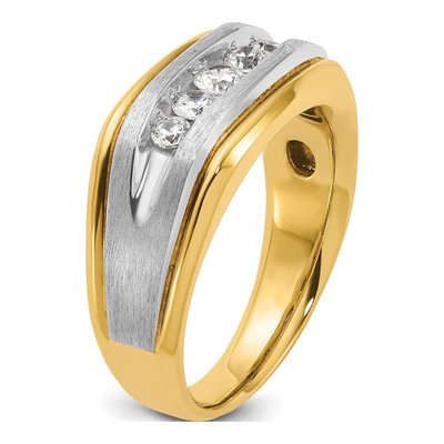 Men's 14K Two-Tone Gold Grooved 5-Stone Ring Mounting – view 8