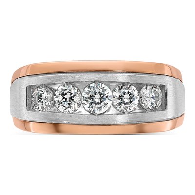 Men's 14K Two-Tone Gold 1 ct tw Diamond 5-Stone Ring – view 6