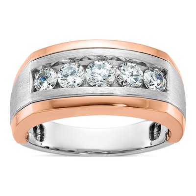 Men's 14K Two-Tone Gold 1 ct tw Diamond 5-Stone Ring