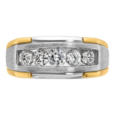 Men's 14K Two-Tone Gold Diamond 5-Stone Ring Mounting – view 6