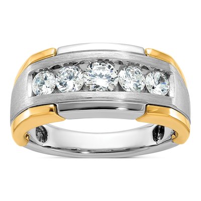 Men's 14K Two-Tone Gold Diamond 5-Stone Ring Mounting