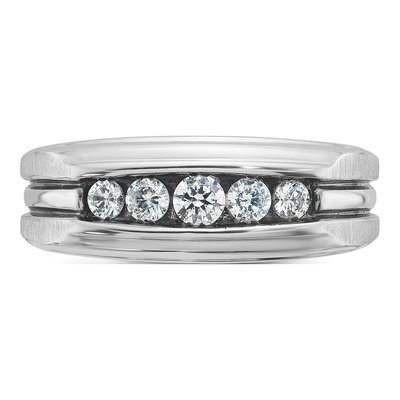 Men's 14K White Gold 5-Stone Diamond Ring Mounting – view 6