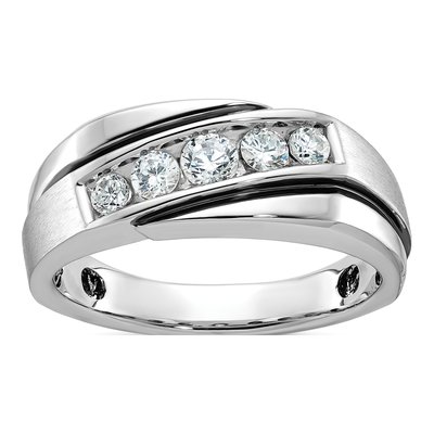 Men's 10K White Gold Grooved Ring Mounting