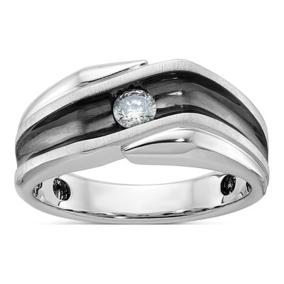 Men's 14K White Gold 1/5 ct tw Lab-Grown Diamond Ring
