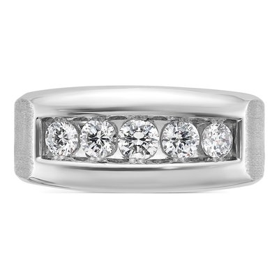 Men's 14K White Gold Diamond 5-Stone Ring Mounting – view 4