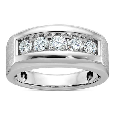 Men's 14K White Gold Diamond 5-Stone Ring Mounting