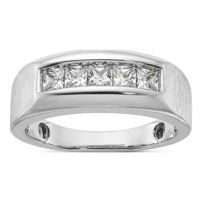 Men's 14K White Gold 1 ct tw Lab-Grown Diamond Five Ring
