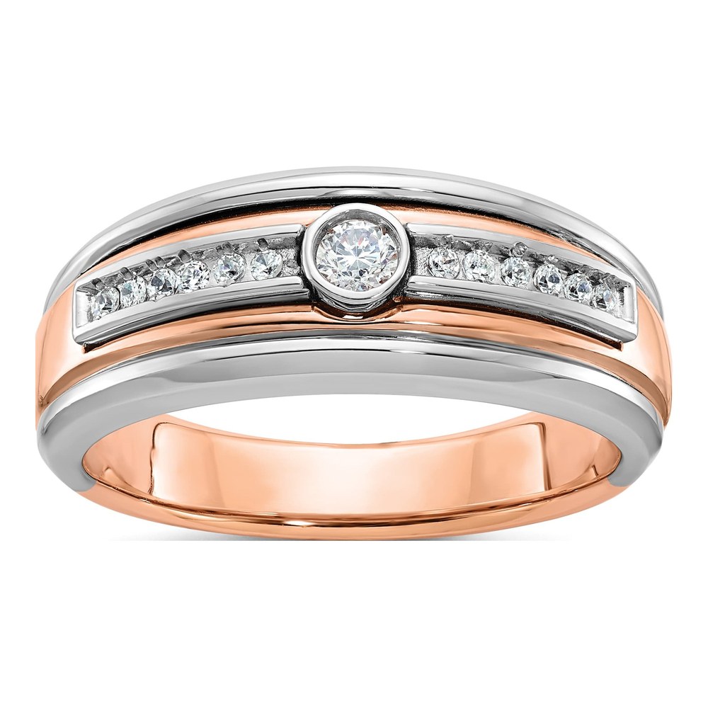 Ib Goodman 10K Two-Tone White/rose Gold Mens 1/5 Carat Diamond Complete Ring