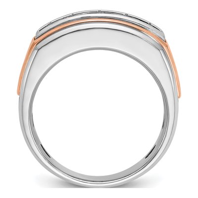 Men's 14K Two-Tone Gold Grooved Diamond Ring Mounting – view 2