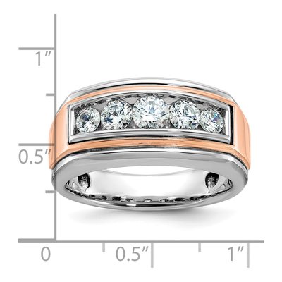 Men's 14K Two-Tone Gold Grooved Diamond Ring Mounting – view 3
