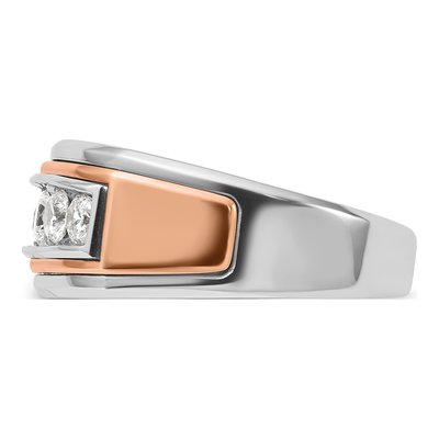 Men's 14K Two-Tone Gold Grooved Diamond Ring Mounting – view 5