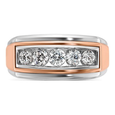 Men's 14K Two-Tone Gold Grooved Diamond Ring Mounting – view 6