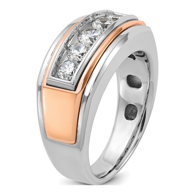 Men's 14K Two-Tone Gold Grooved Diamond Ring Mounting – view 8