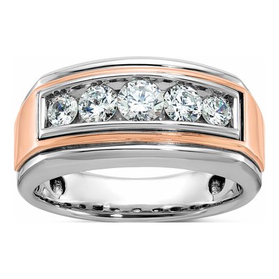 Men's 14K Two-Tone Gold Grooved Diamond Ring Mounting