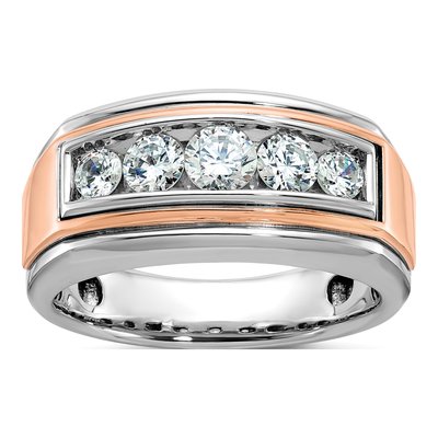 Men's 14K Two-Tone Gold 1 ct tw Diamond 5-Stone Ring
