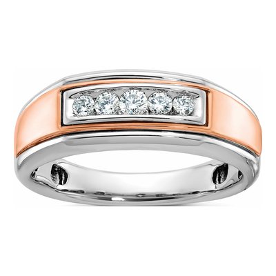 Men's 14K Two-Tone Gold 1/4 ct tw Diamond 5-Stone Ring