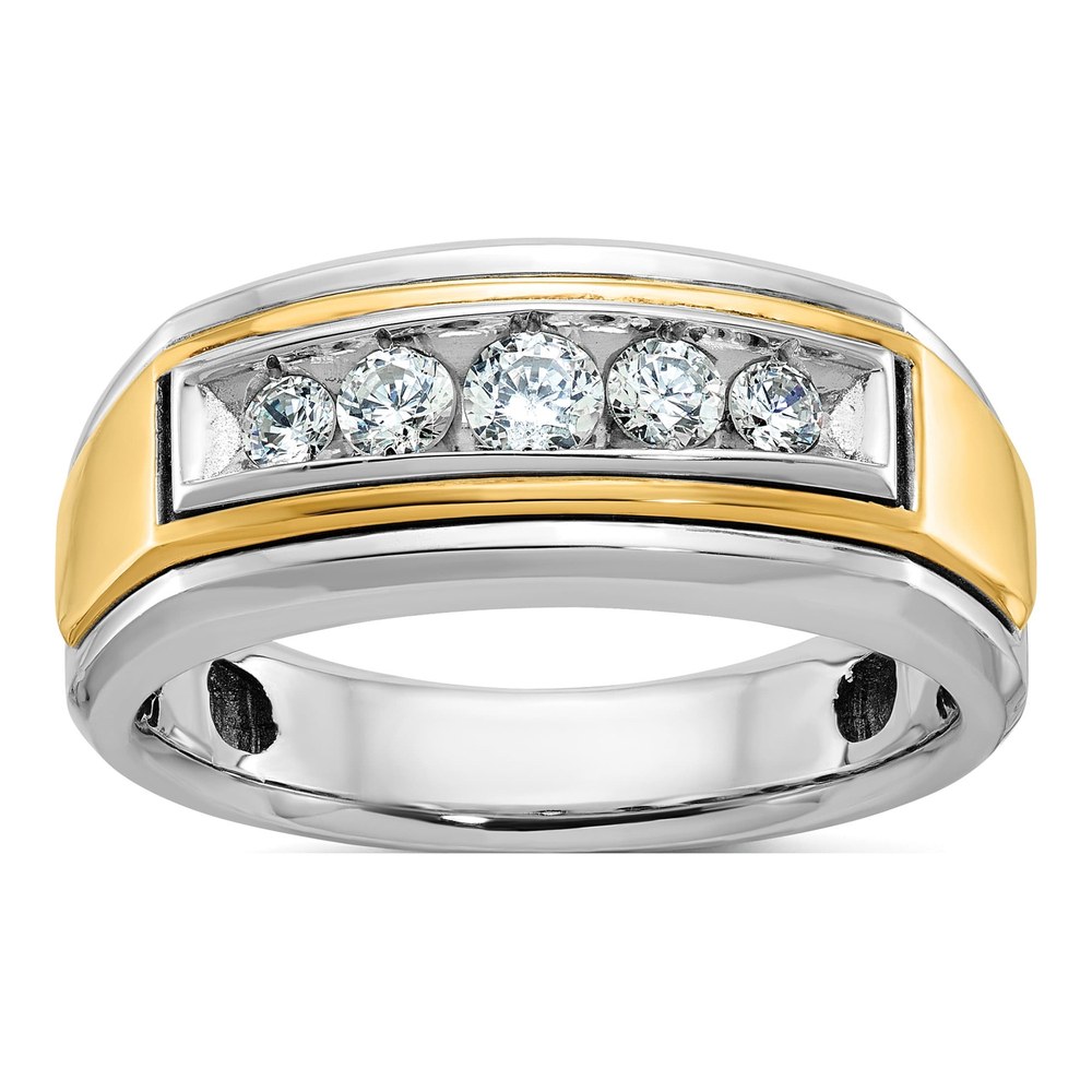 Ibgoodman 10K Two-Tone Men's Polished 5-Stone 1/2 Carat A Quality Diamond Ring