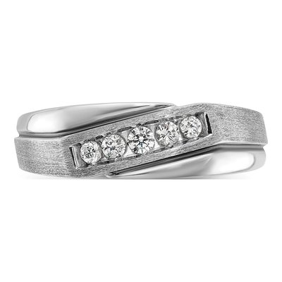 Men's 14K White Gold 1/4 ct tw Lab-Grown Diamond Grooved Ring – view 4