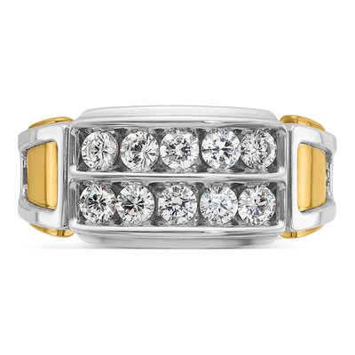 Men's 14K Two-Tone Gold 2-Row Diamond Ring Mounting – view 6